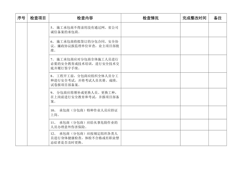 广东电网公司2011年加强基建工程安全管理工作检查表(施工单位).doc_第2页