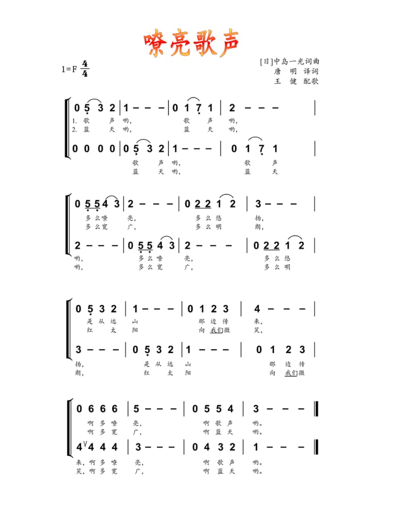 人音社音乐课件《嘹亮歌声》三年级下(简谱).doc_第1页