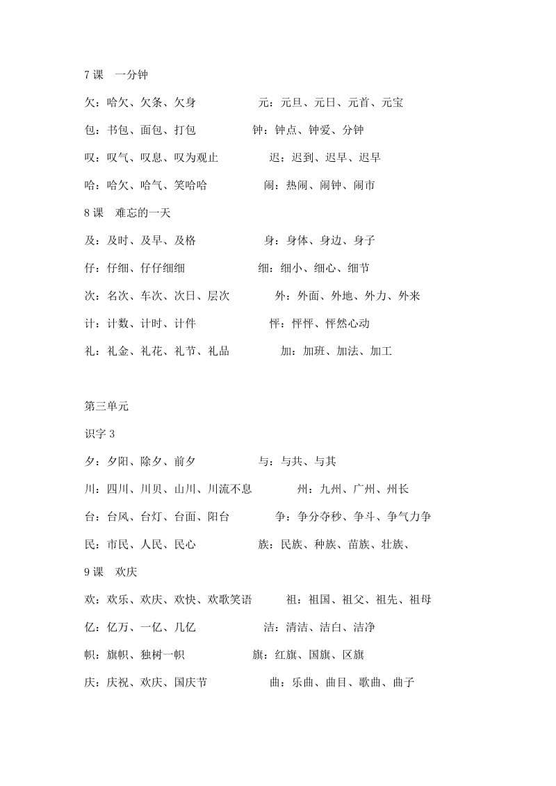 二年级上册生字表(二)组词.doc_第3页