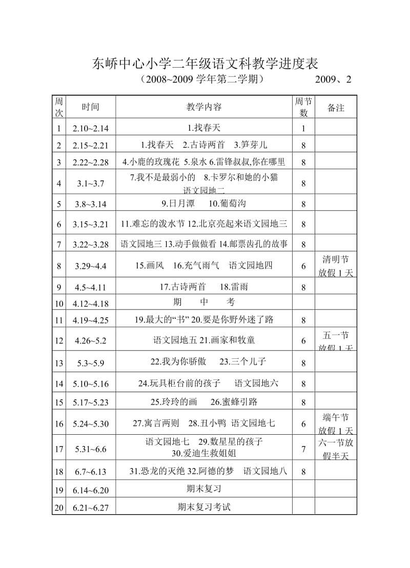 东峤中心小学一年级语文科教学进度表.doc_第2页