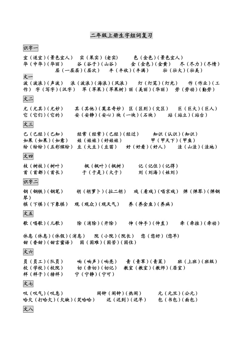 二年级生字组词复习.doc_第1页