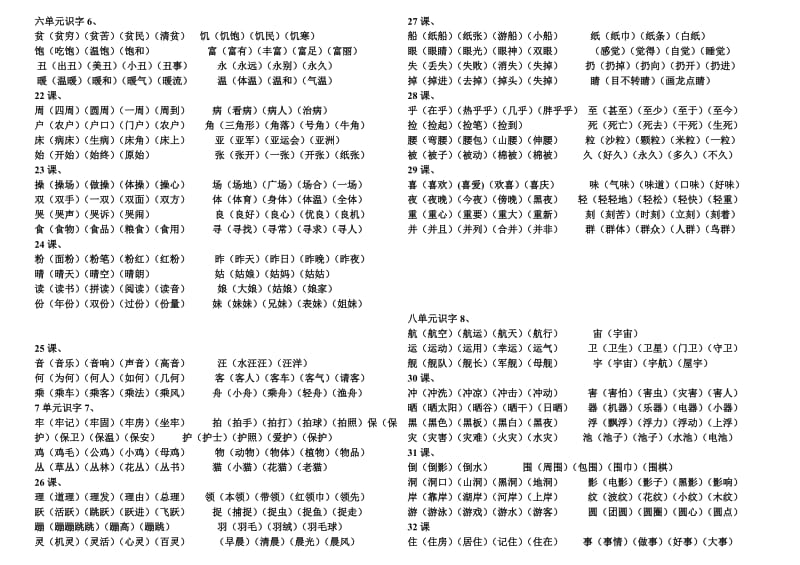 人教版小学语文二年级上册词语表.doc_第3页