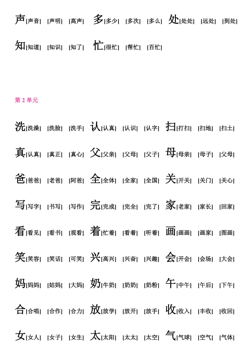 人教版语文一年级下册全部生字组词(自己注音节).docx_第2页