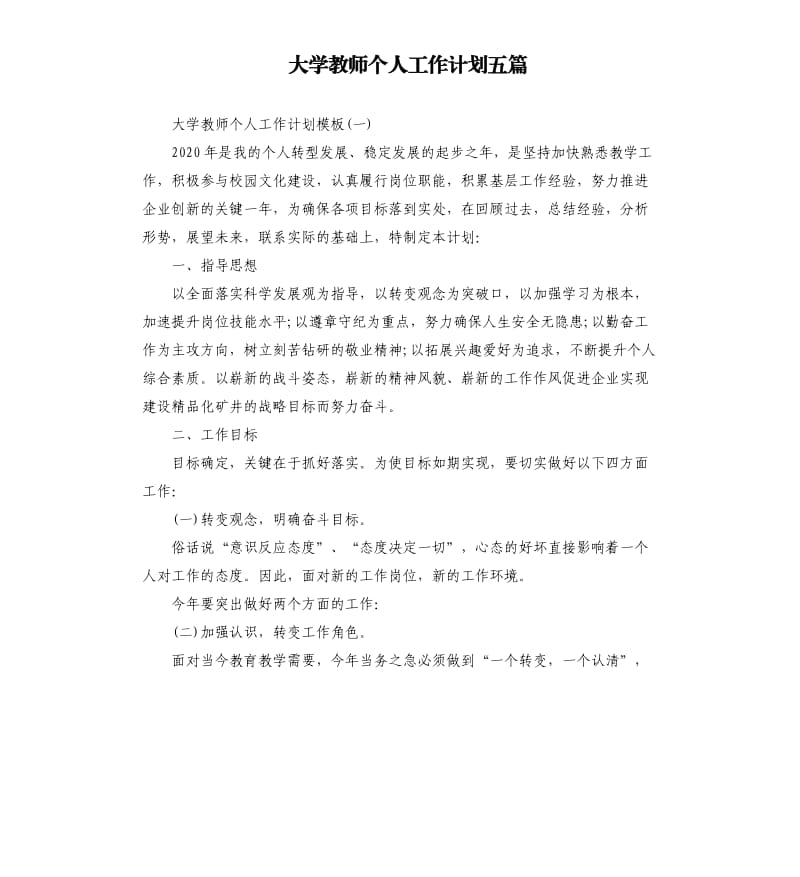 大学教师个人工作计划五篇（二）.docx_第1页