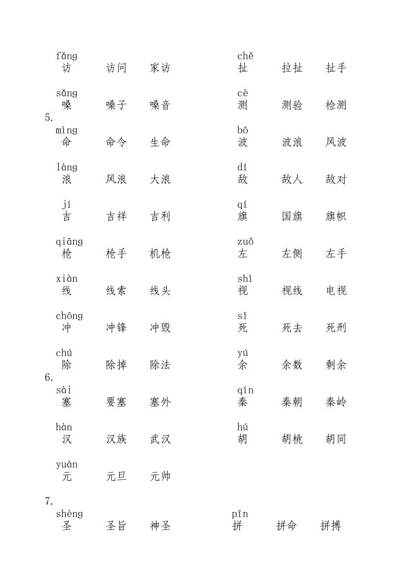 人教版小学语文三年级上册生字表二一字两词.doc_第3页