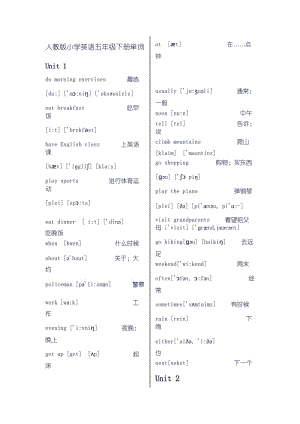 人教版小學(xué)英語五年級下冊單詞帶音標(biāo).doc