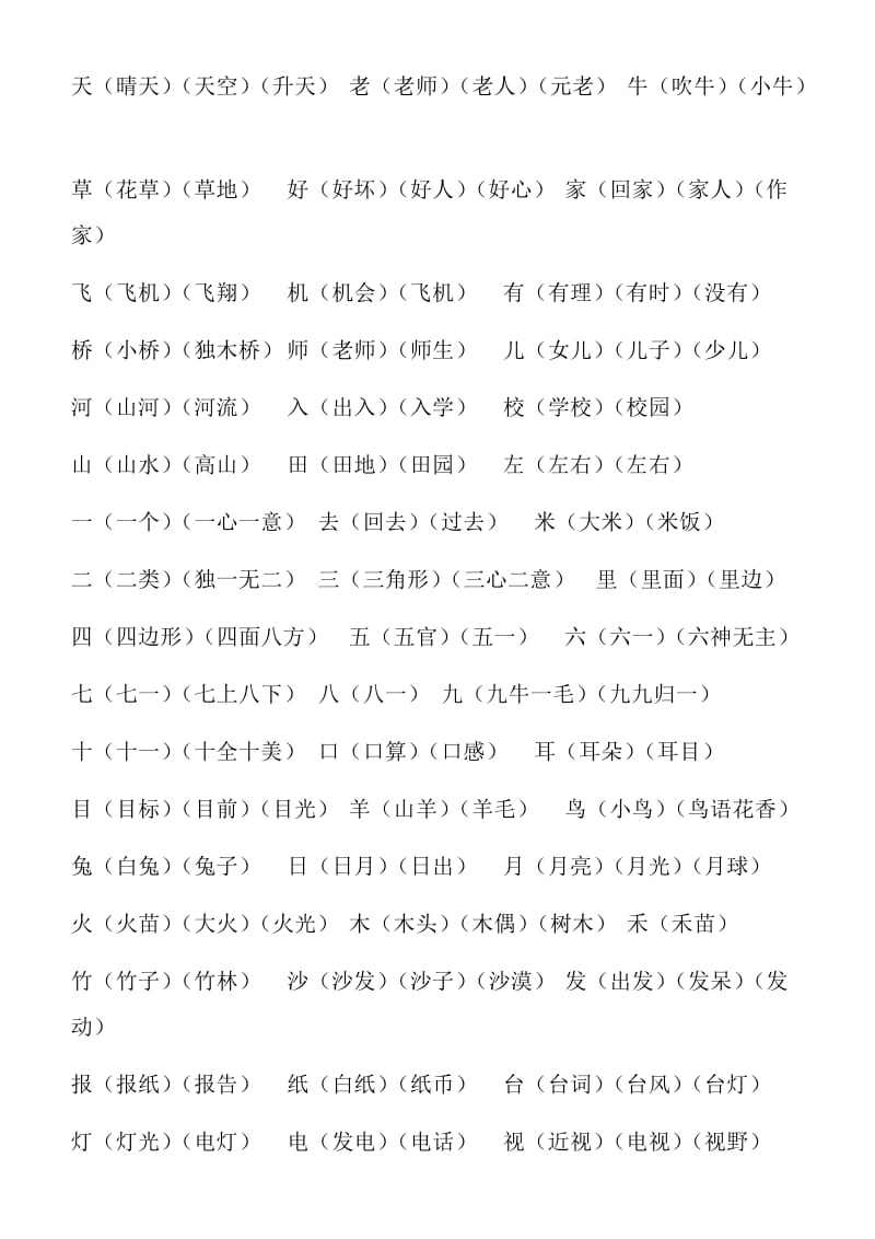 人教版一年级上学期-二类字组词.doc_第2页