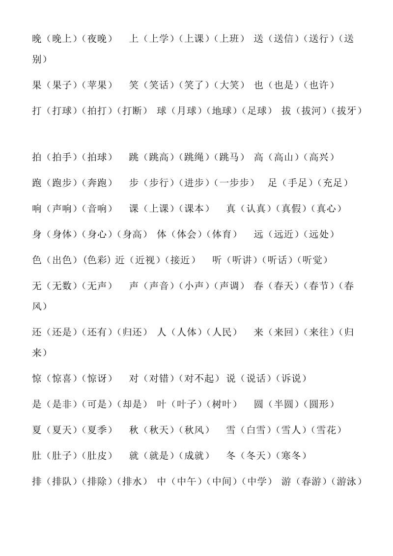 人教版一年级上学期-二类字组词.doc_第3页