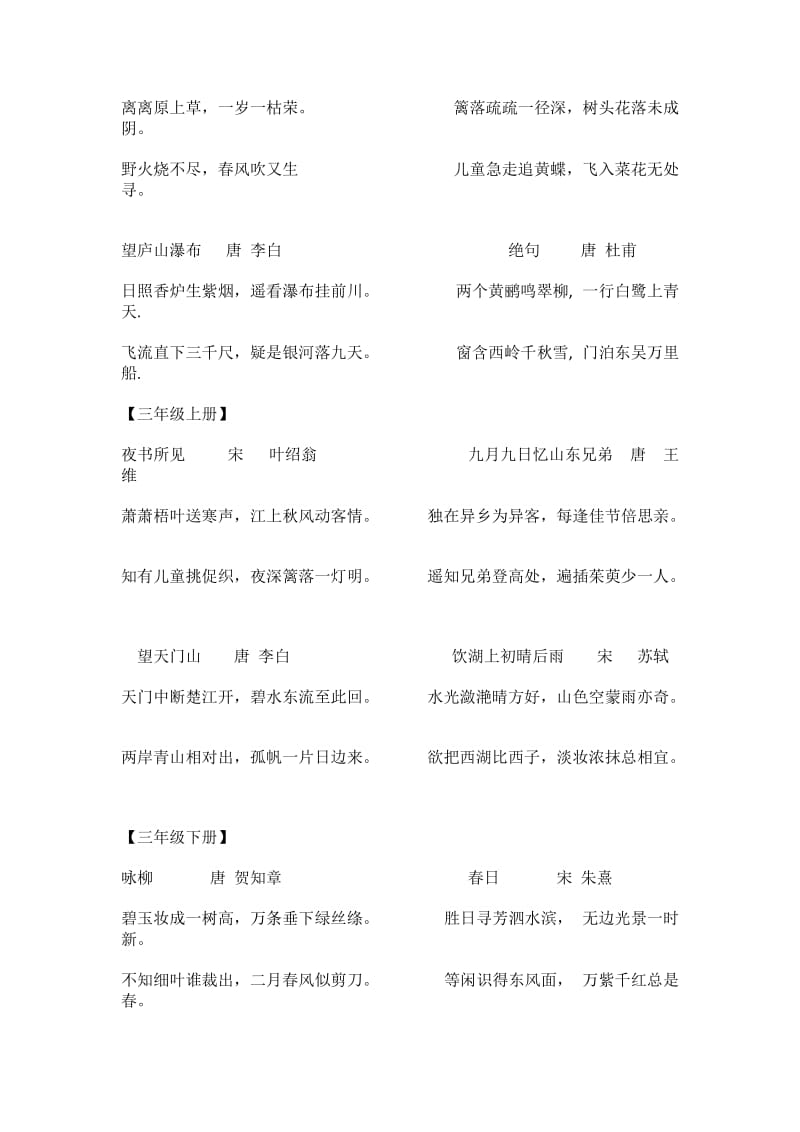 人教课标版一到六年级古诗词集锦(精华).doc_第2页
