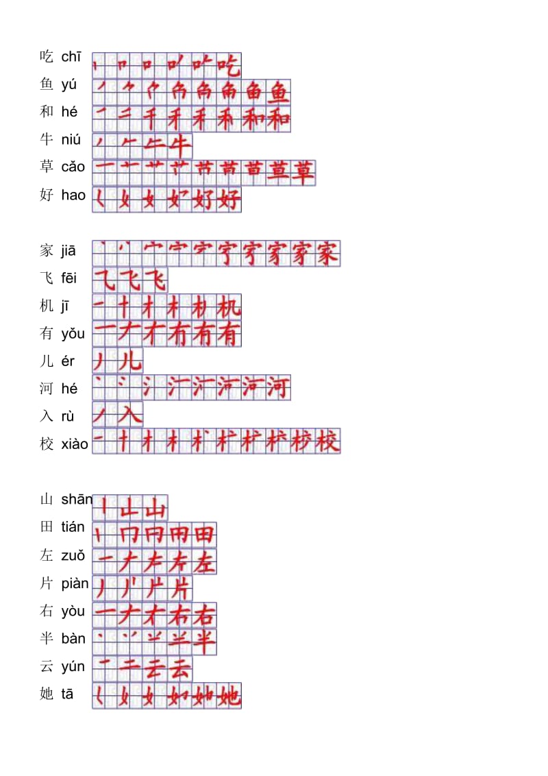 人教版一年级语文上册生字表笔顺.doc_第3页