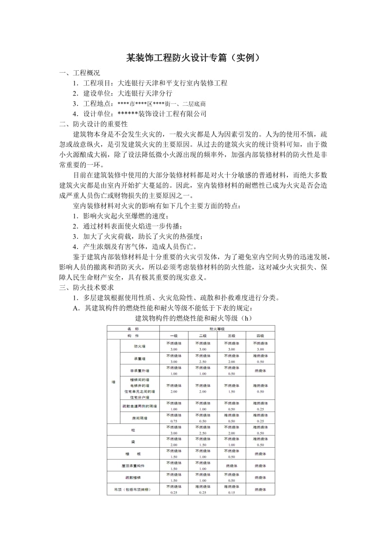 某装饰工程防火设计专篇(实例).doc_第1页