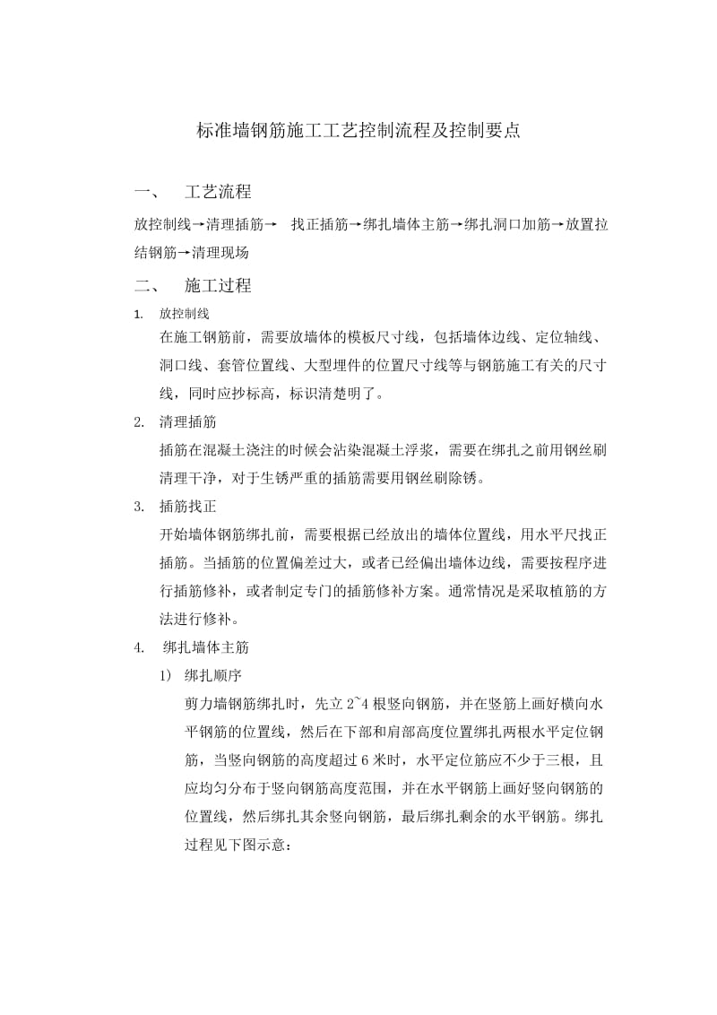 标准墙钢筋施工工艺控制流程及控制要点.doc_第1页