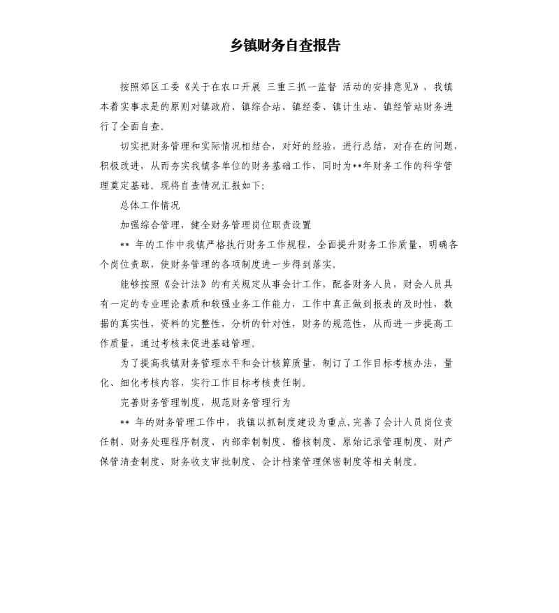 乡镇财务自查报告.docx_第1页