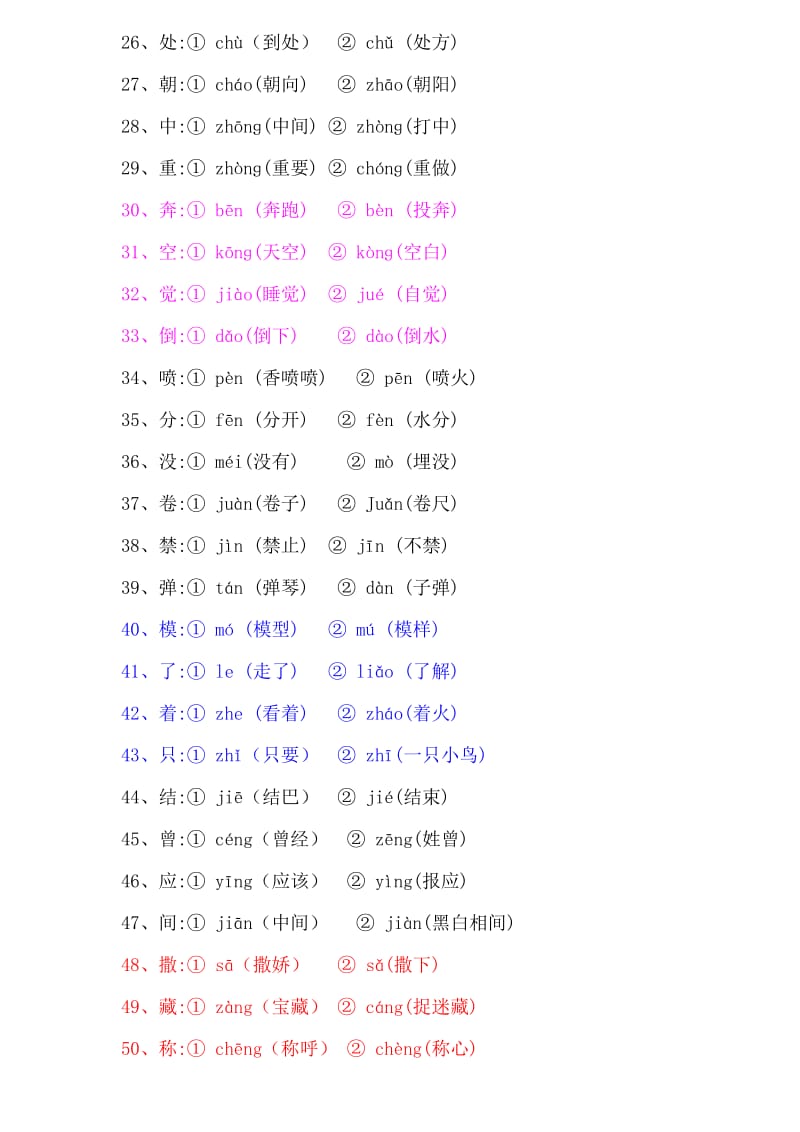 北师大版二年级语文下册多音字组词.doc_第2页