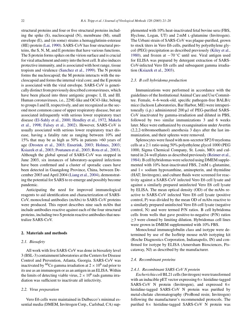 【病毒外文文献】2005 Monoclonal antibodies to SARS-associated coronavirus (SARS-CoV)_ Identification of neutralizing and antibodies reac_第2页