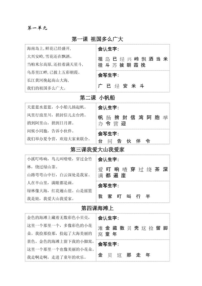 冀教版一年级下册语文(课文及生字).doc_第1页