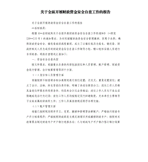 關于全面開展財政資金安全自查工作的報告.docx