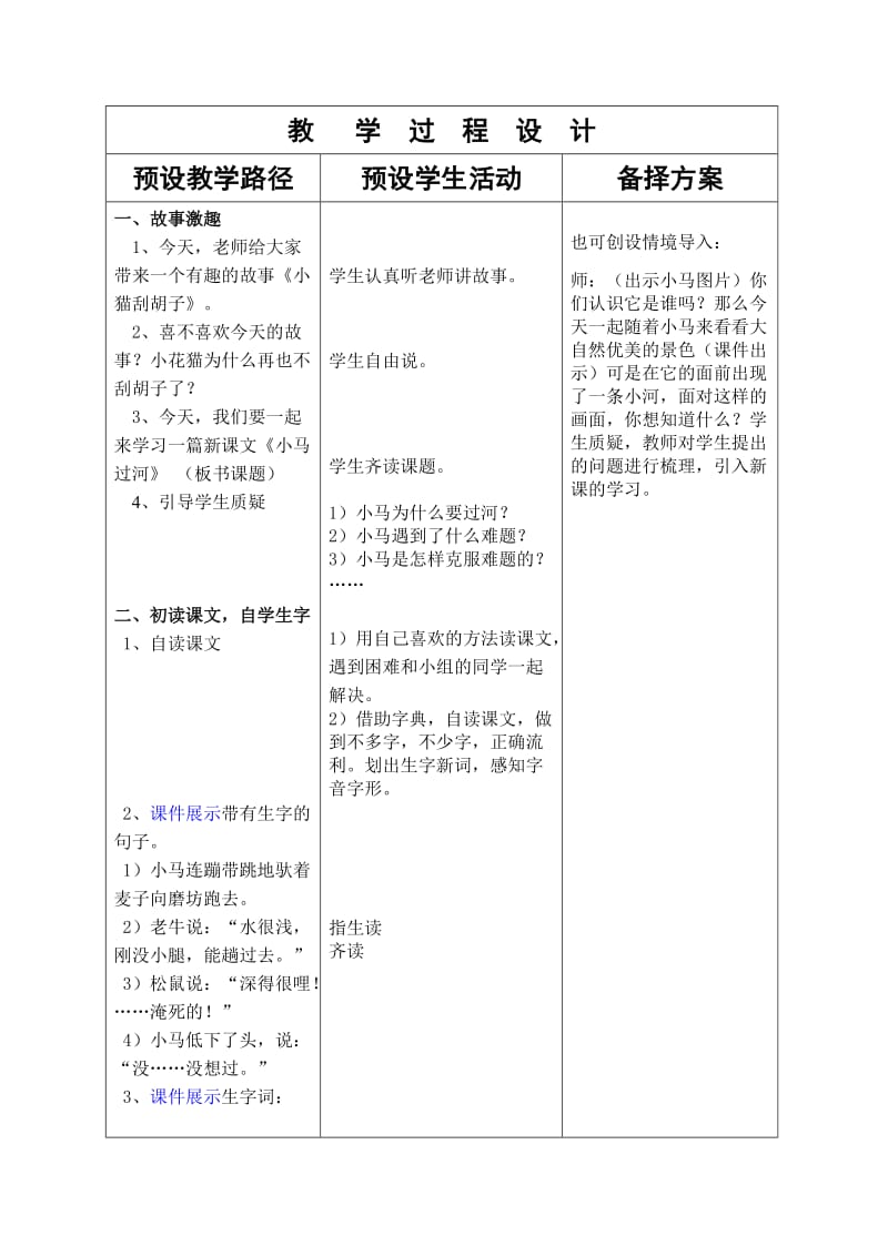 冀教版小学二年级语文下册《小马》教案.doc_第2页