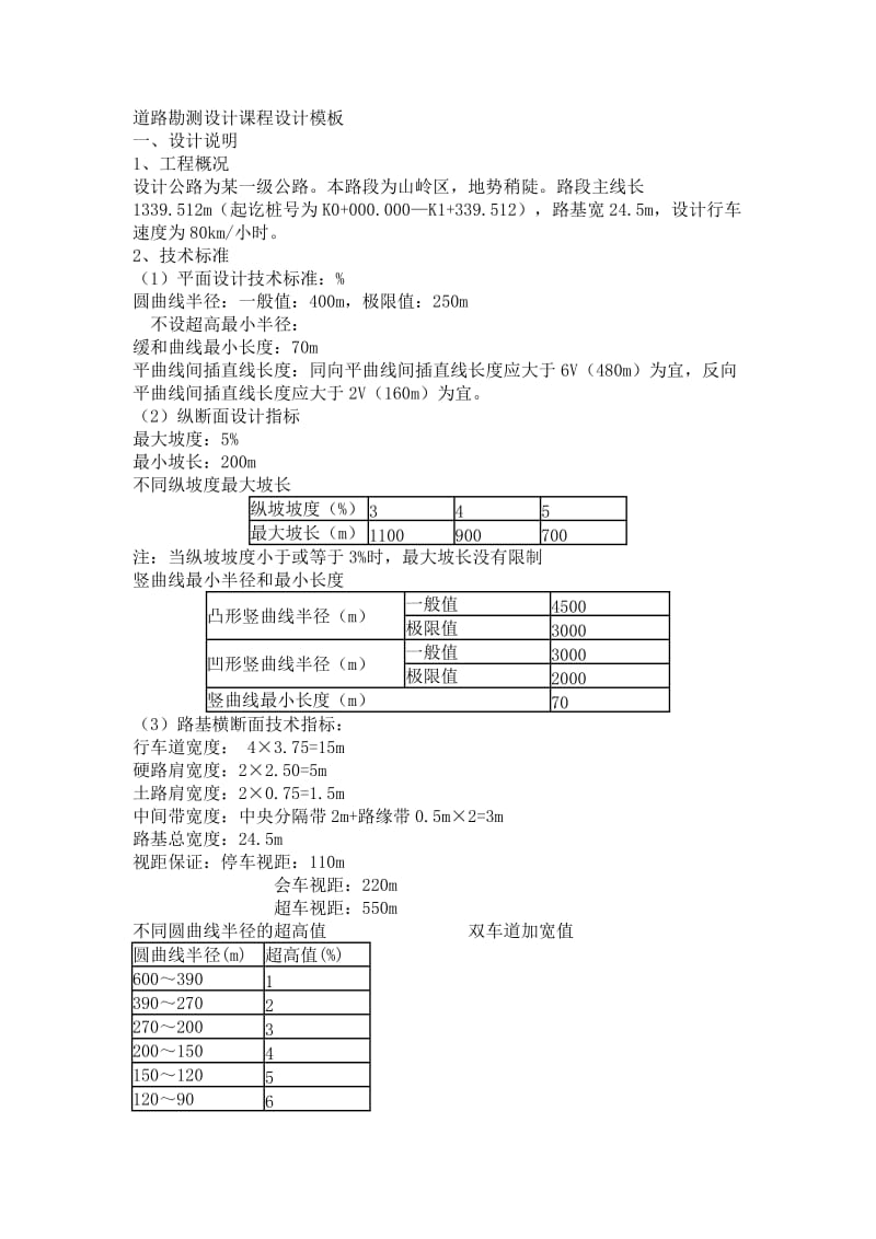 道路勘测设计课程设计模板.doc_第1页