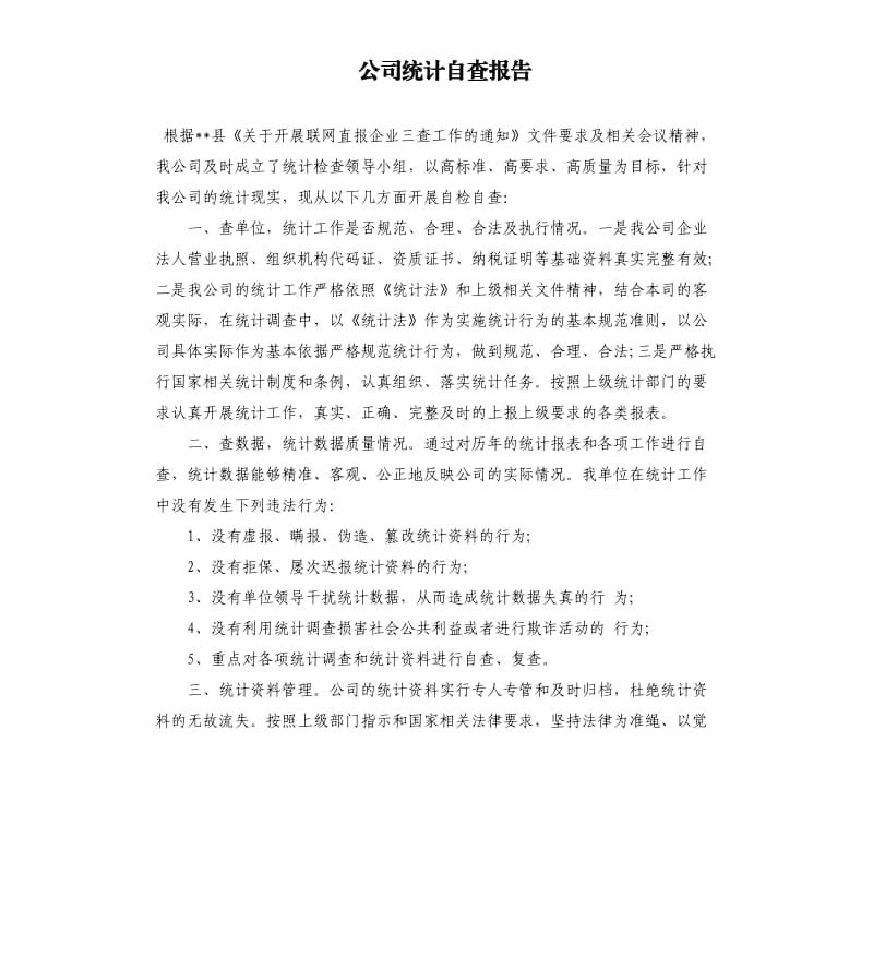 公司统计自查报告（二）.docx_第1页