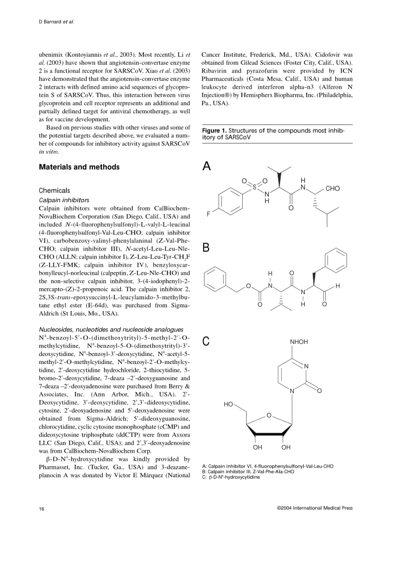 【病毒外文文献】2004 Inhibition of Severe Acute Respiratory Syndrome-Associated Coronavirus (SARSCoV) by Calpain Inhibitors and _-D-N4-H_第2页