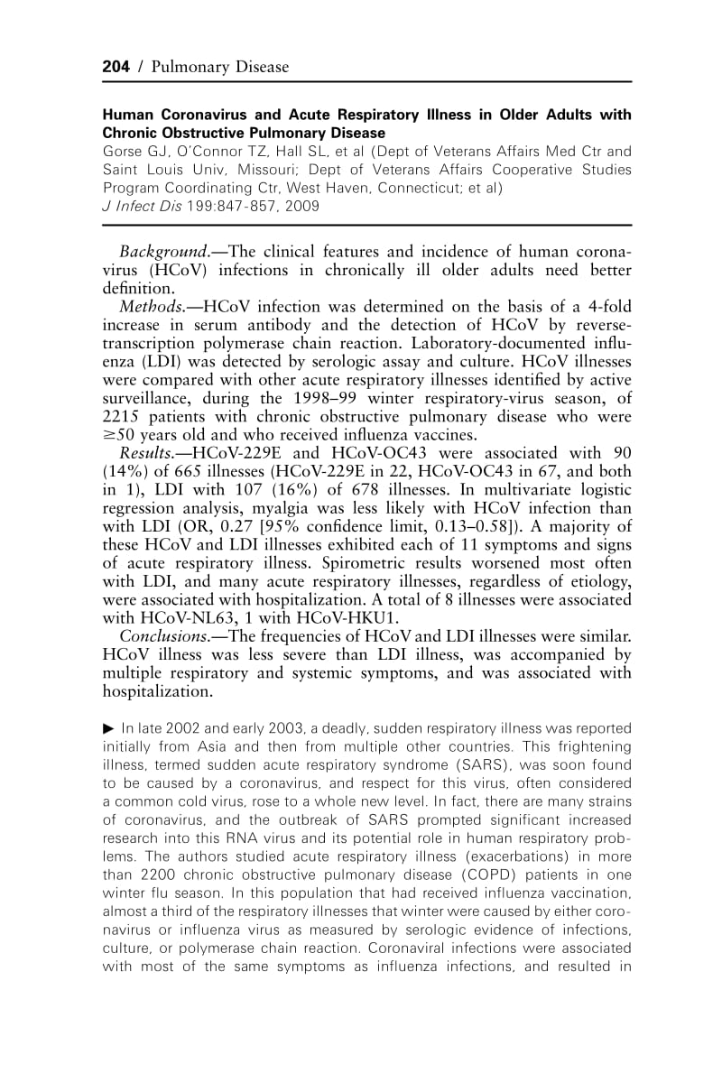 【病毒外文文献】2010 Human Coronavirus and Acute Respiratory Illness in Older Adults with Chronic Obstructive Pulmonary Disease_第1页