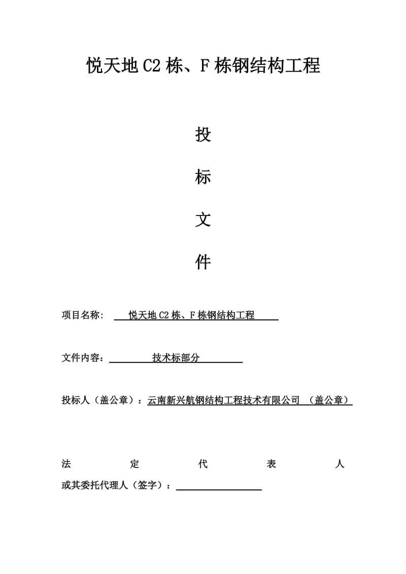 钢结构工程投标文件(技术标).doc_第1页