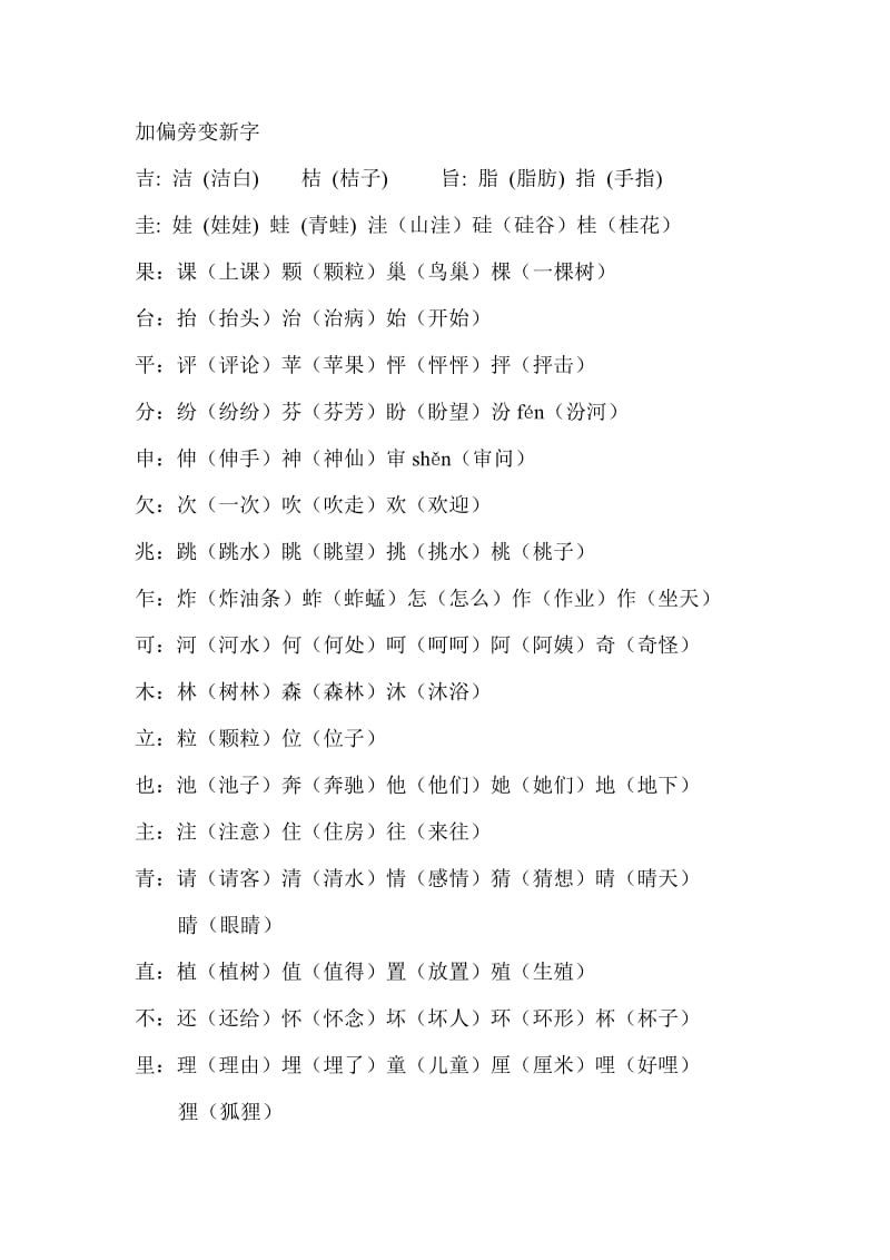 加偏旁变新字二年级上册.doc_第1页