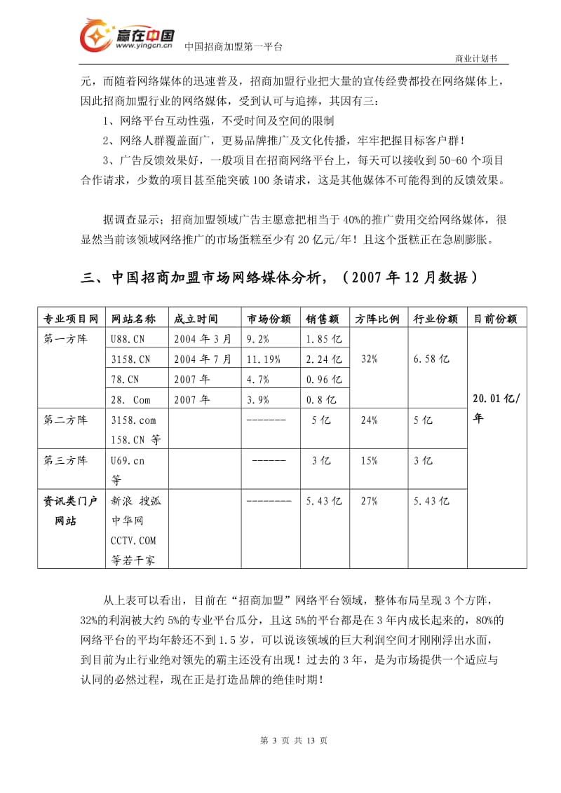 【计划书】“赢在中国”创富网融资商业计划书_第3页