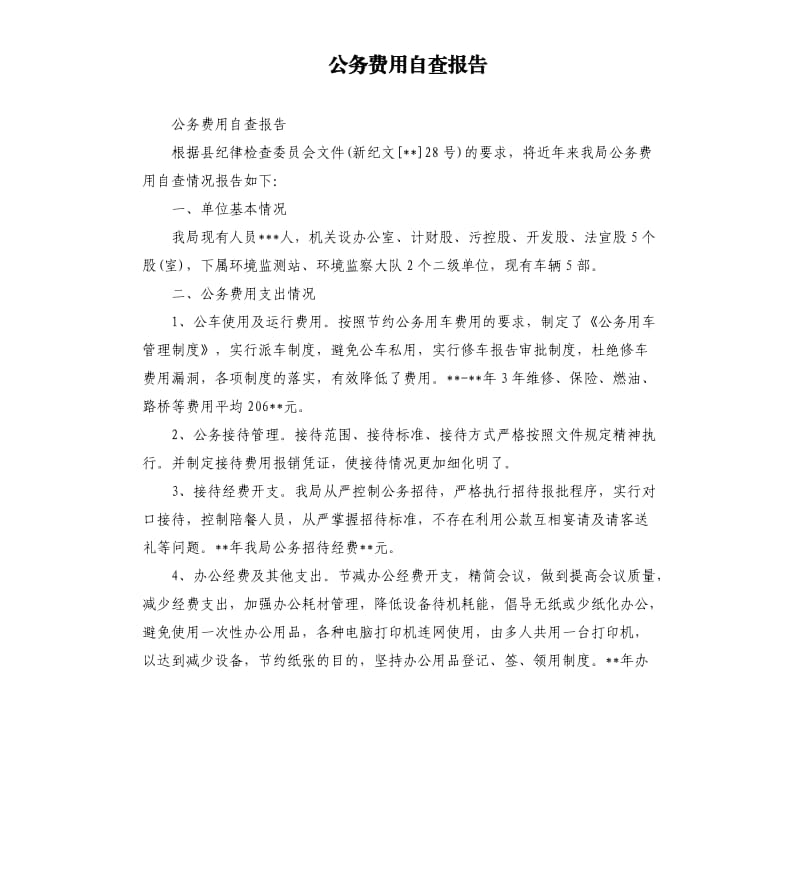 公务费用自查报告.docx_第1页