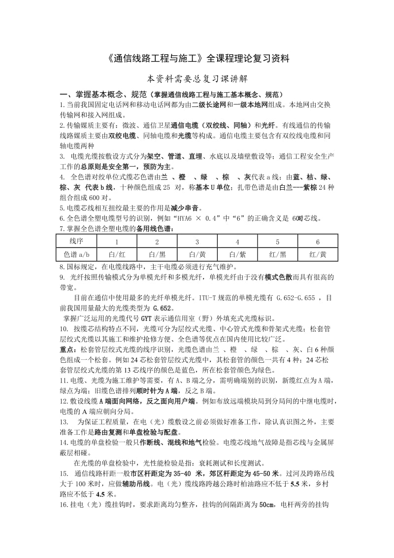 通信线路工程与施工课程总复习资料.doc_第1页