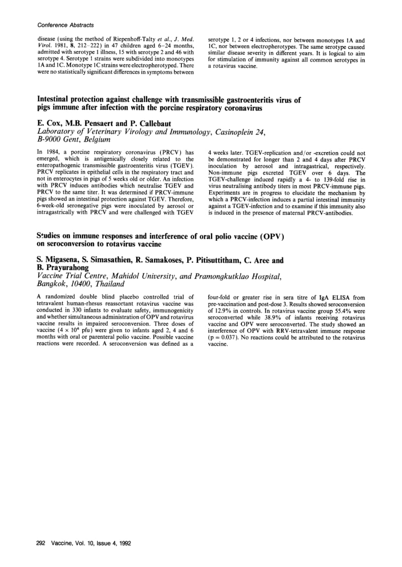 【病毒外文文献】1992 Intestinal protection against challenge with transmissible gastroenteritis virus of pigs immune after infection wit_第1页