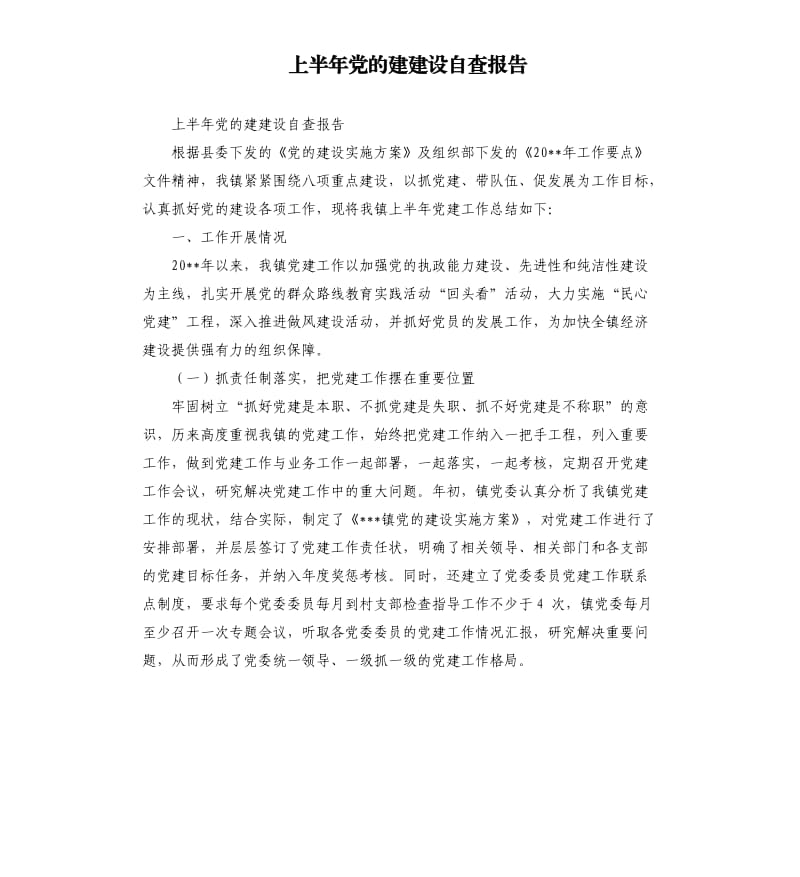 上半年党的建建设自查报告.docx_第1页