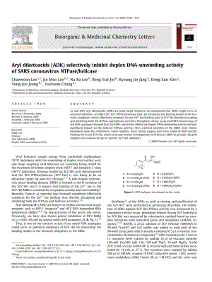 【病毒外文文獻】2009 Aryl diketoacids (ADK) selectively inhibit duplex DNA-unwinding activity of SARS coronavirus NTPase_helicase