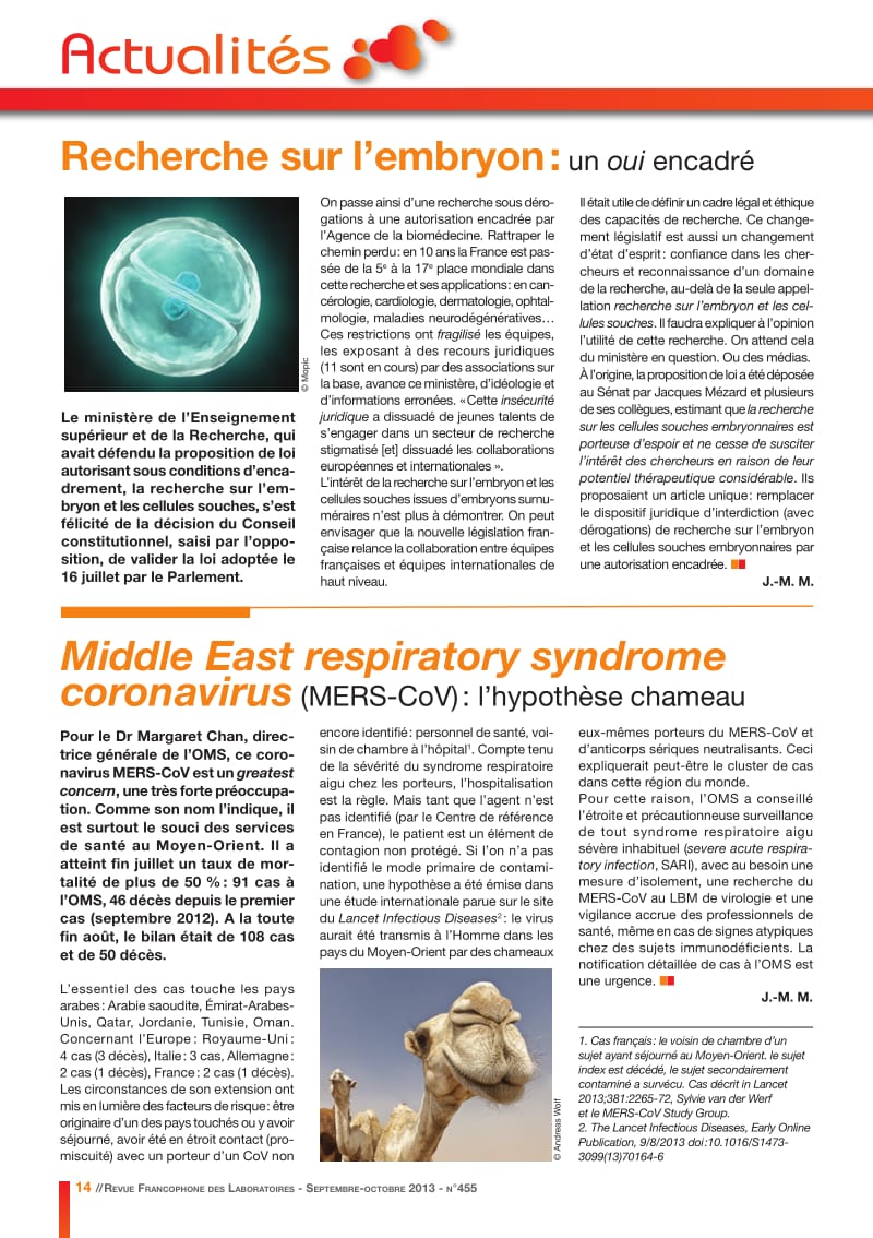 【病毒外文文献】2013 Middle East respiratory syndrome coronavirus (MERS-CoV) _ l_hypoth_se chameau_第1页