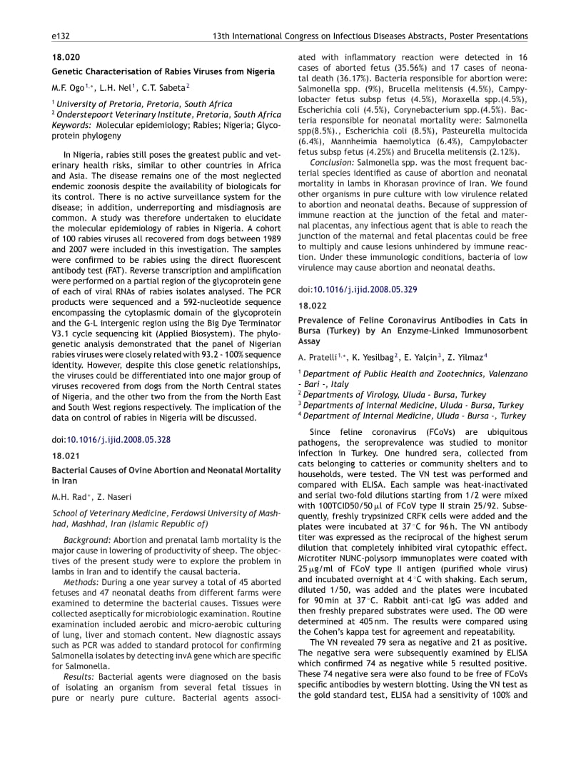 【病毒外文文献】2008 Prevalence of Feline Coronavirus Antibodies in Cats in Bursa (Turkey) by An Enzyme-Linked Immunosorbent Assay_第1页