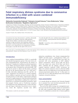 【病毒外文文獻】2013 Fatal respiratory distress syndrome due to coronavirus infection in a child with severe combined immunodeficiency