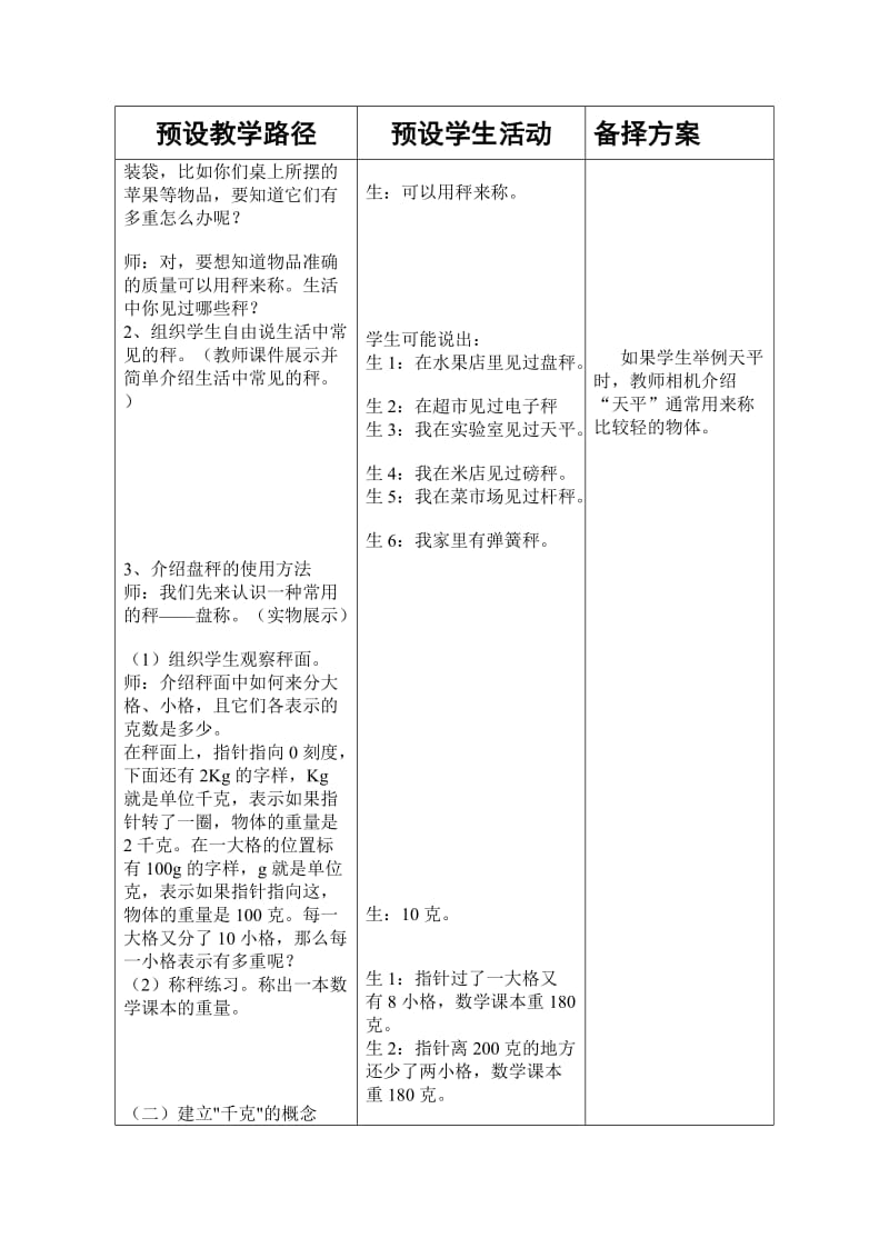 冀教版小学二年级数学下册《认识克和千克》教案.doc_第3页