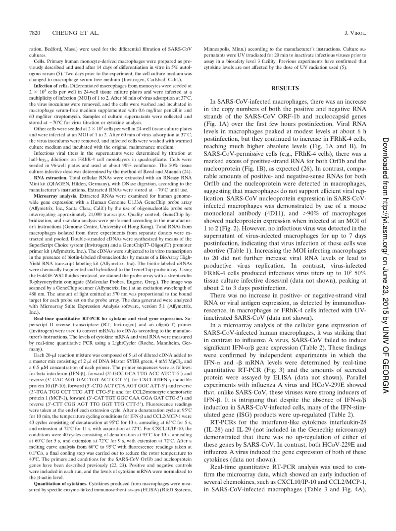 【病毒外文文献】2005 Cytokine Responses in Severe Acute Respiratory Syndrome Coronavirus-Infected Macrophages In Vitro_ Possible Relevan_第2页