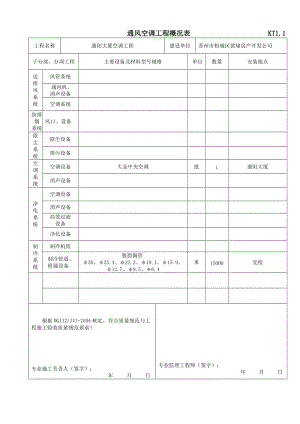 通風(fēng)空調(diào)工程概況表.doc