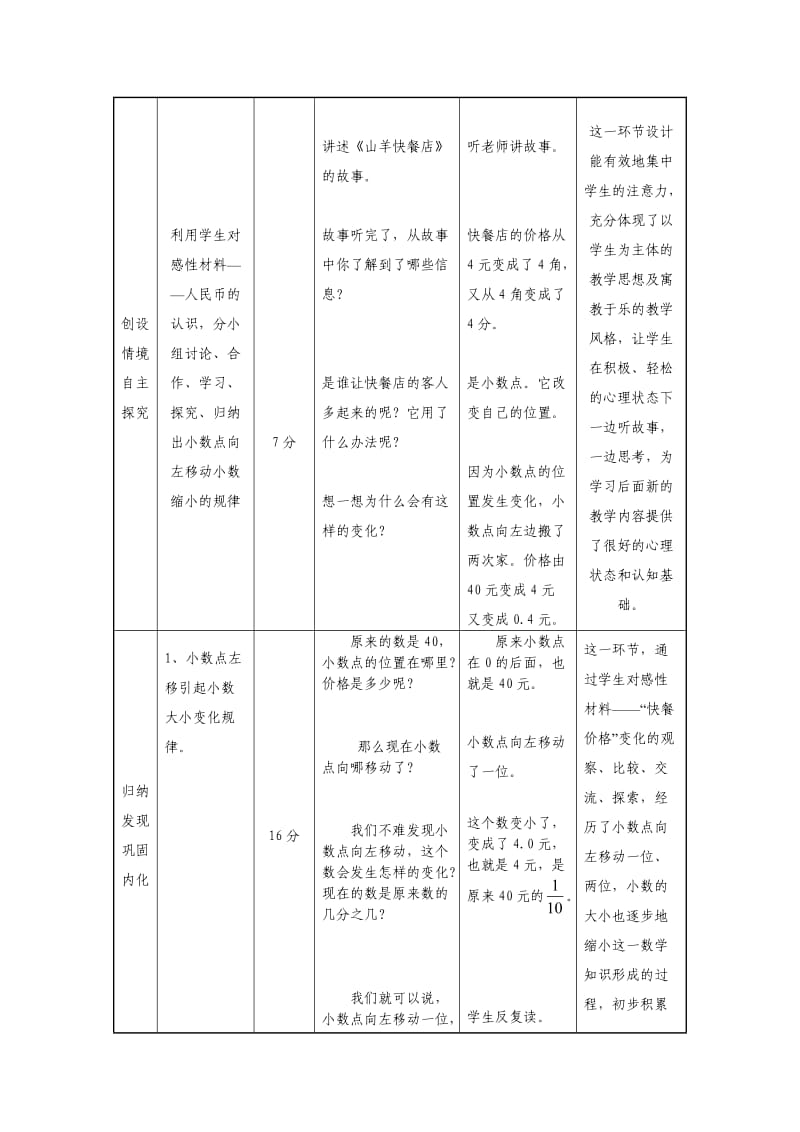 北师大四年级数学下册《小数点搬家》教学设计.doc_第3页