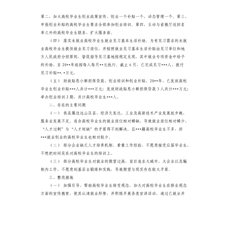 关于高校毕业生就业创业促进工作的自查报告.docx_第2页