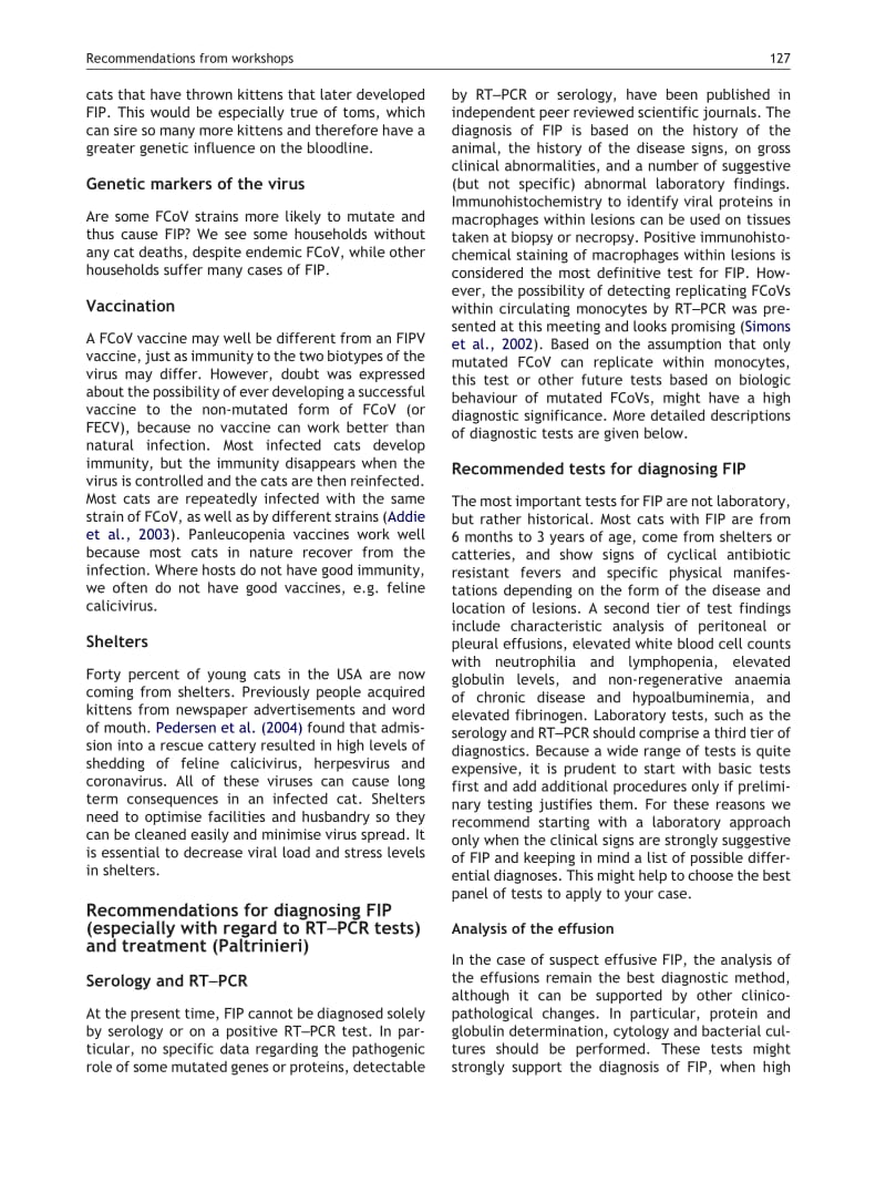 【病毒外文文献】2004 Recommendations from workshops of the second international feline coronavirus_feline infectious peritonitis symposi_第3页