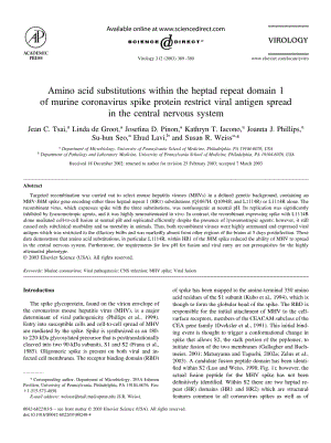 【病毒外文文獻(xiàn)】2003 Amino acid substitutions within the heptad repeat domain 1 of murine coronavirus spike protein restrict viral antig