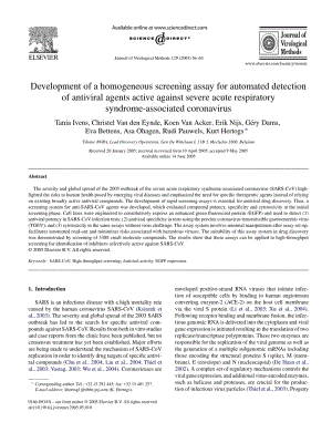 【病毒外文文獻(xiàn)】2005 Development of a homogeneous screening assay for automated detection of antiviral agents active against severe acut