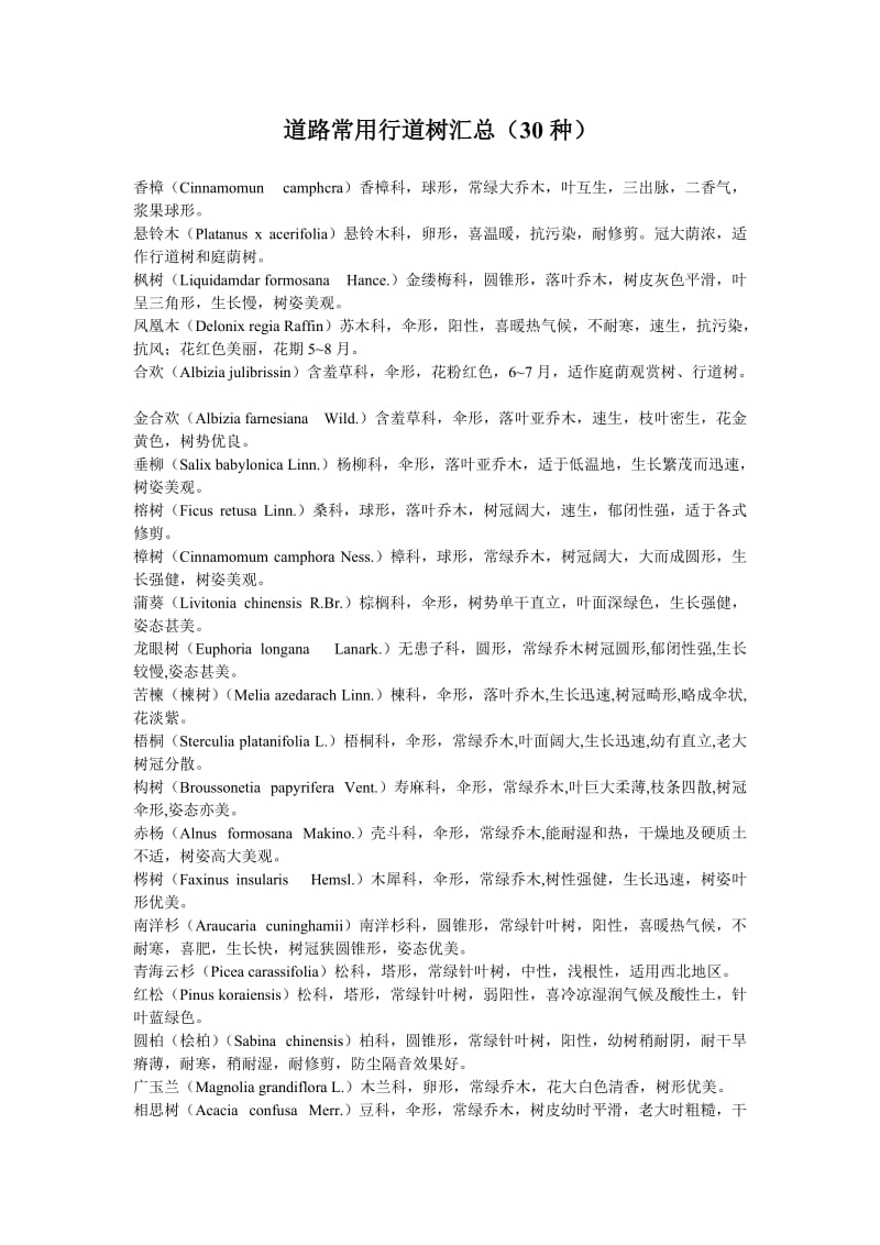 道路常用行道树汇总(30种).doc_第1页