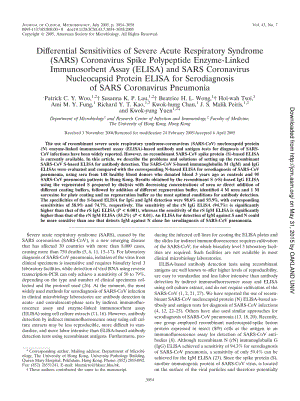 【病毒外文文獻】2005 Differential Sensitivities of Severe Acute Respiratory Syndrome (SARS) Coronavirus Spike Polypeptide Enzyme-Linked