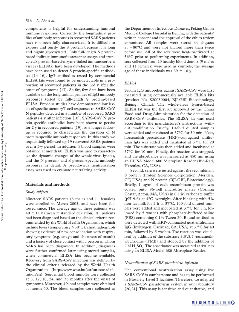 【病毒外文文献】2011 Longitudinal profiles of immunoglobulin G antibodies against severe acute respiratory syndrome coronavirus componen_第2页