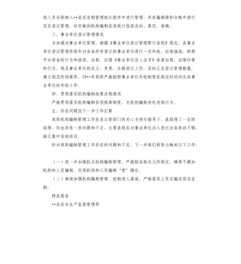 关于机构编制执行情况的自查报告.docx_第2页