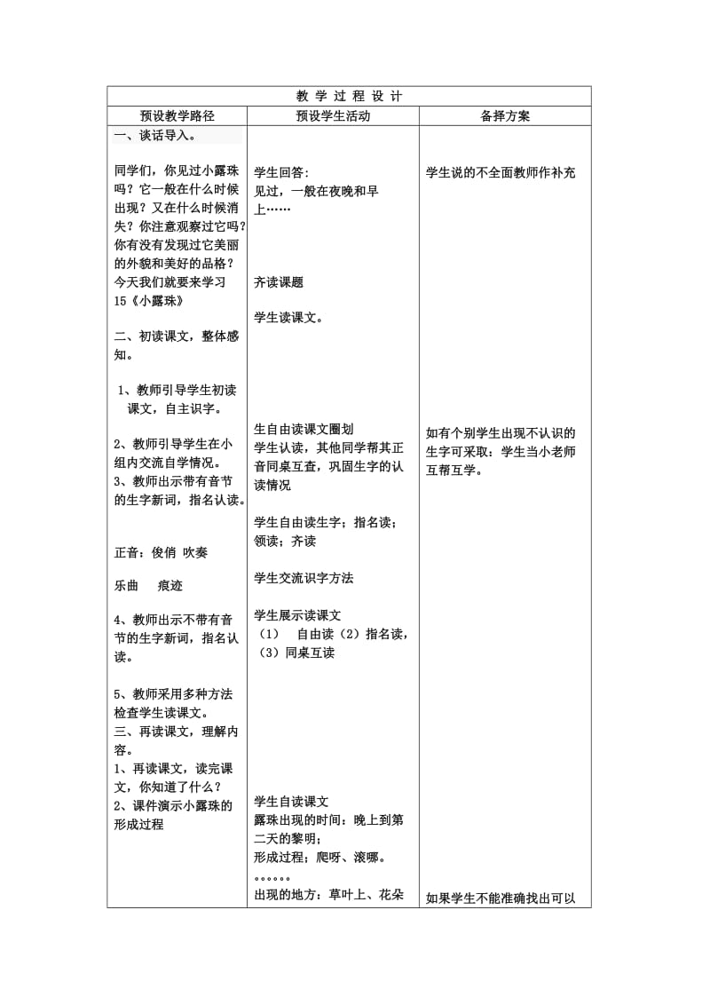 冀教版小学二年级语文下册《小露珠》教案.doc_第2页